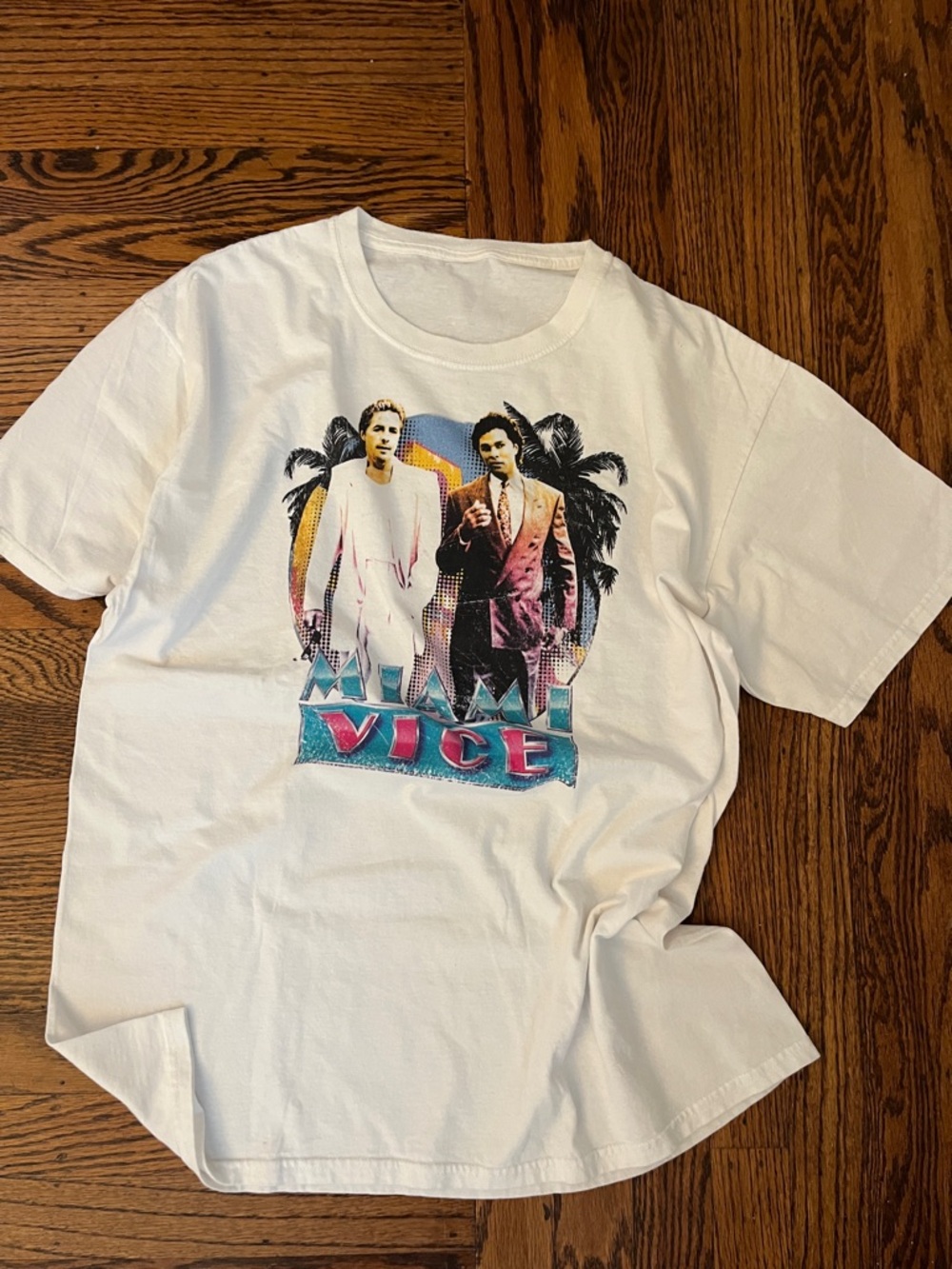 White Graphic Miami Vice Short-Sleeve T-Shirt